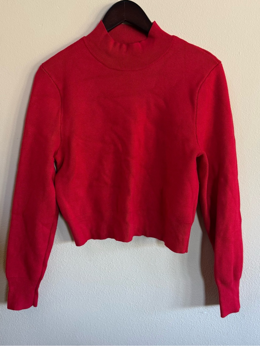 Abercrombie & Fitch Red Mock Neck Cropped Sweater